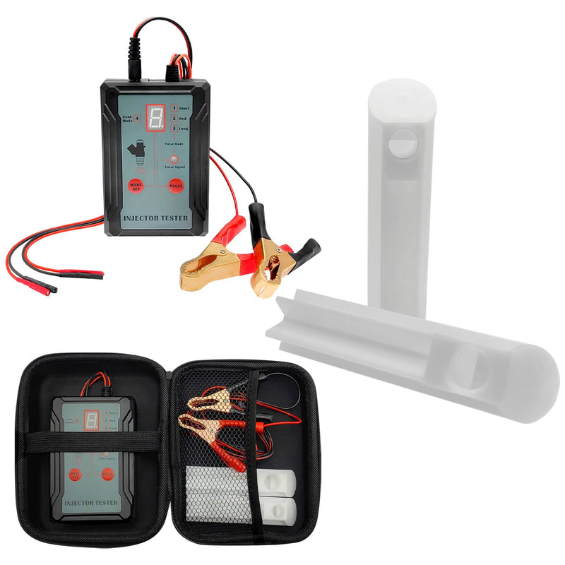 Upgraded Fuel Injector Tester and Cleaner Kit with 2 Adapters, 8 Pulse, 12V/5V Output Power Modes - DIY Cleaning Tool with Short Circuit Protector - Test Two Fuel Injectors Simultaneously Normal version 2 adapters