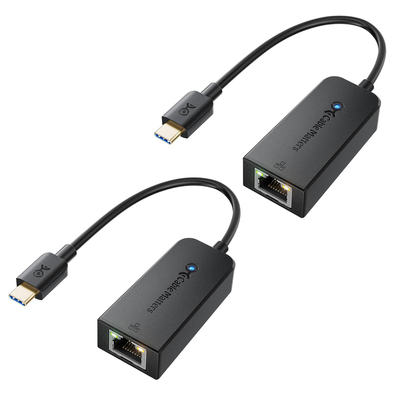 Cable Matters 2-Pack Plug & Play USB C to Ethernet Adapter with PXE, MAC Address Clone (Thunderbolt to Ethernet Adapter, Gigabit Network to USB C) - Compatible with MacBook Pro, XPS, Surface Pro Black