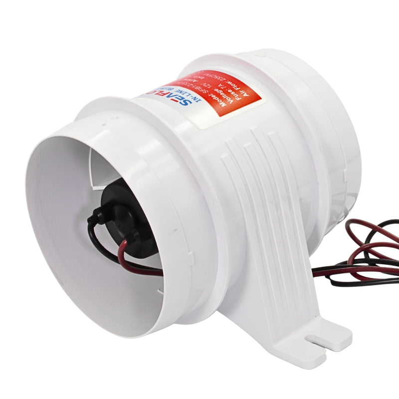 SEAFLO in-Line Marine Bilge Air Blowers- 12V, 3 or 4", 130-270 CFM Ultra-Quiet Operation 4 or 3 Inch for Yacht/Sailboat/Boat- ISO 8846, CE & RoHs Certified - 4-Year Warranty 4" 235 CFM