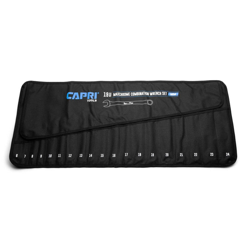 Capri Tools Wrench Roll Up Pouch Standard Pockets Metric / 19 Pockets / Buckle Closure