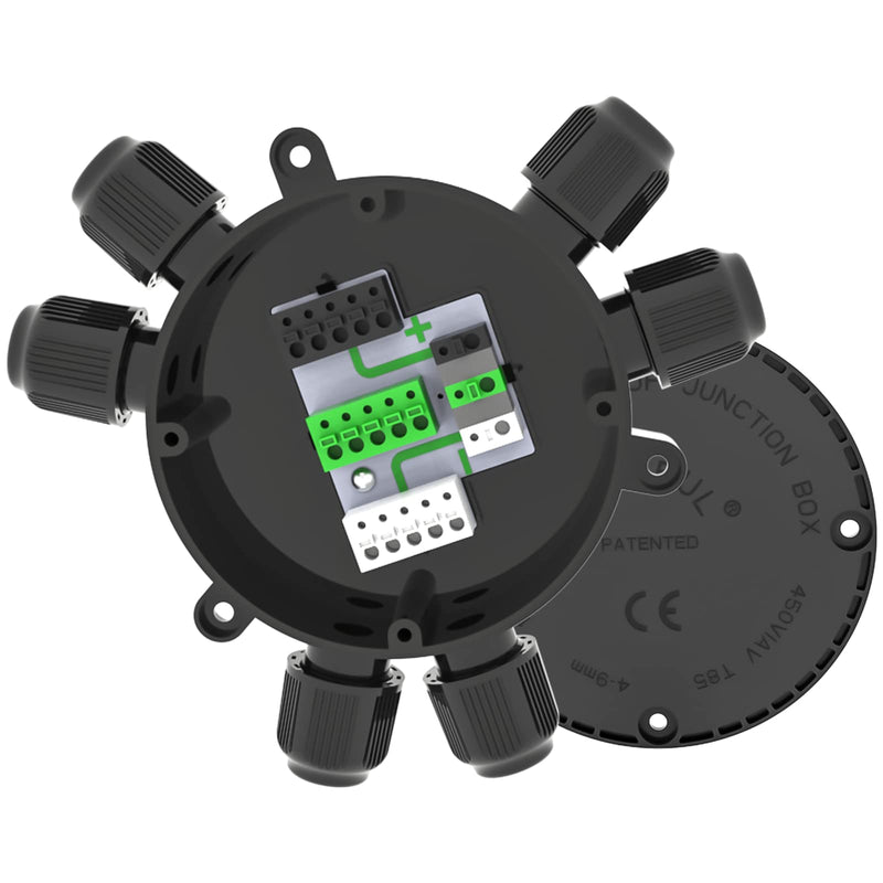 Junction Box Cable Connector Waterproof Cable Connector Junction Box Waterproof Electrical Connector Box 2-6 Way 22-10 AWG 32A for Ø4-9mm Cable (Easy to Install) 6way-1P