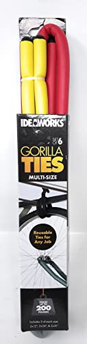Ideaworks Gorilla Ties Multi-Size Pack of 6, 2 of Each Size: 2x12, 2x24,& 2x31