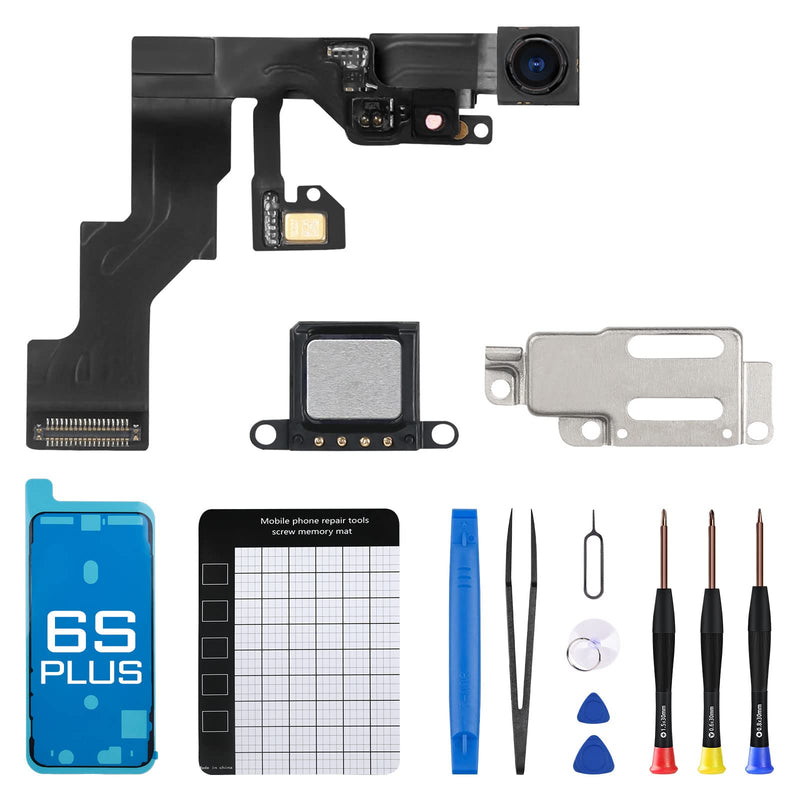 for iPhone 6s plus Front Camera Replacement 5MP 5.5" Repair Kit Earpiece Ear Speaker Replacement Module Part with Ambient Light Sensor Proximity Sensor Flex Cable Connector Fix Tools A1634 A1687 A1699