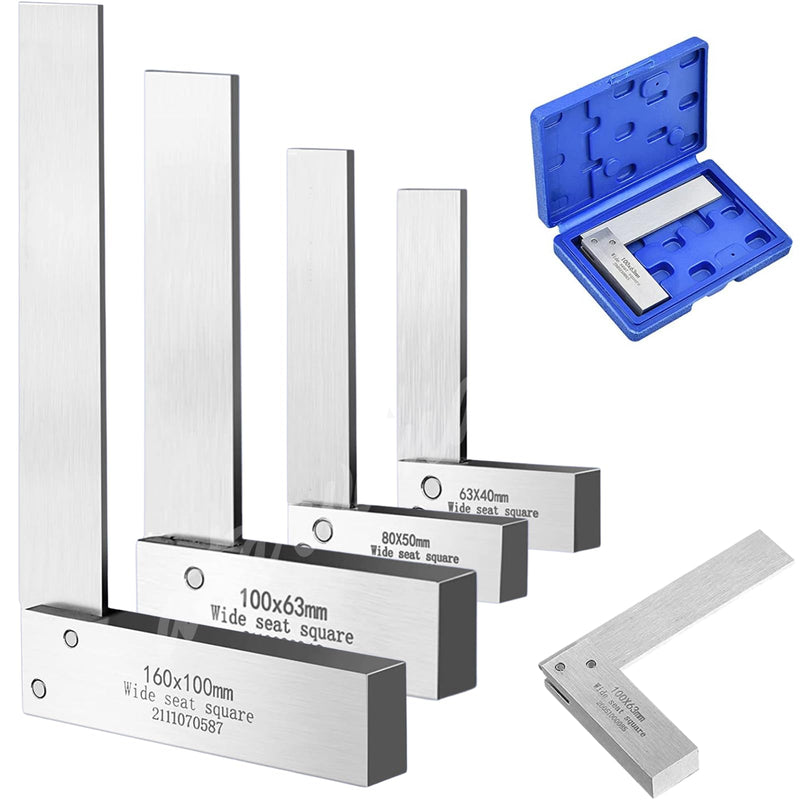 Machinist Square Set 2, 3, 4, 6 Inch, Atarvana Mechanical Steel High Precision Squares, Harden Carbon Steel, 90 Degree Wide Base, L-Type Right Angle Ruler Tool for Woodworking Silver Set of 2, 3, 4, 6 Inch