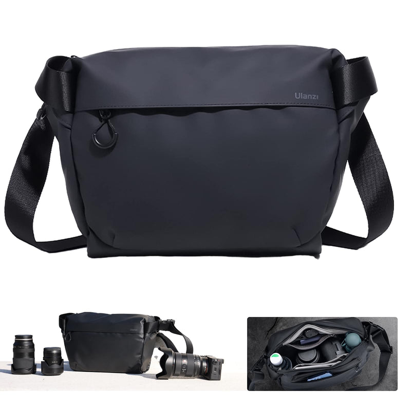 ULANZI Versatile Camera Shoulder Bag Photography Travel Messenger Portable | Travel Bag Accessories Stylish Crossbody DSLR Sling Bag Compatible with Sony Canon etc -BLACK 6L