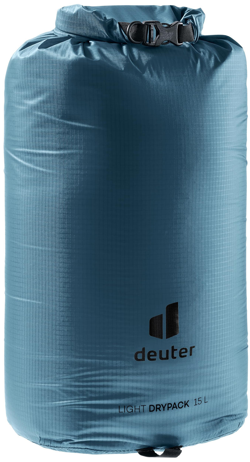 Deuter Light Drypack 15, Water-Resistant 15-Liter Ripstop Roll-Top Dry Pack Sack Keeps Gear Dry for Hiking, Trekking, Camping & Kayaking - Atlantic