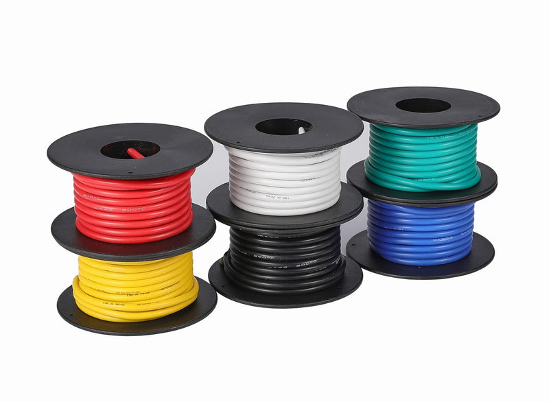 TUOFENG 14AWG Silicone Wire 13.2ft (4m) 6 Colors - Flexible Tinned Copper Stranded Wire 600V High Temp Resistant (OD:3.5mm) for Automotive, Marine, DIY Electrical Wiring 14 AWG Stranded 6 Colors 13.2 ft