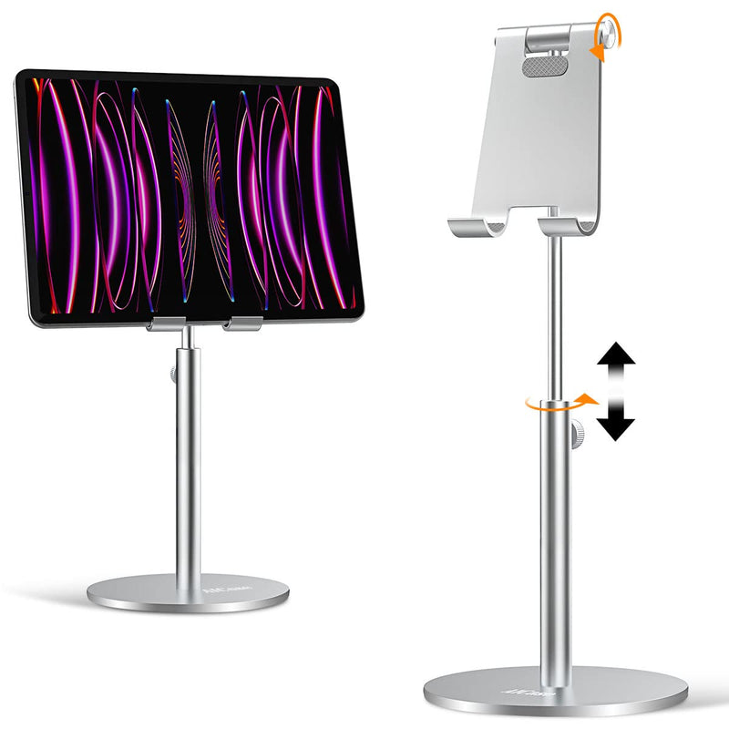 AICase Upgraded iPad Stand - Adjustable Desk Stand for iPad Pro 9.7, 10.5, 11, 12.9 Air Mini 5th/6th Gen, Samsung Tablet, Tab (3.5-13") Silver - Upgraded