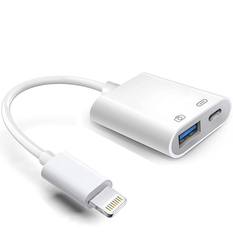 Lightning to USB Camera Adapter with Charging Port, Apple MFi Certified OTG Dongle for iPhone 14 13 12 11 X XS XR 8, iPad to USB Flash Drive, Card Reader, Keyboard, Mouse, Piano