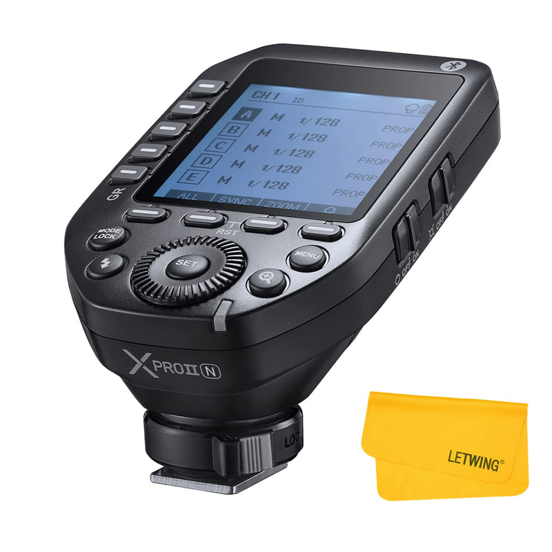 Godox XProII-N Wireless Flash Trigger for Nikon Cameras, 2.4G TTL Wireless Flash Transmitter HSS 1/8000s, TCM Transform Function, Bluetooth Connection, New Hotshoe Locking, Large LCD Display