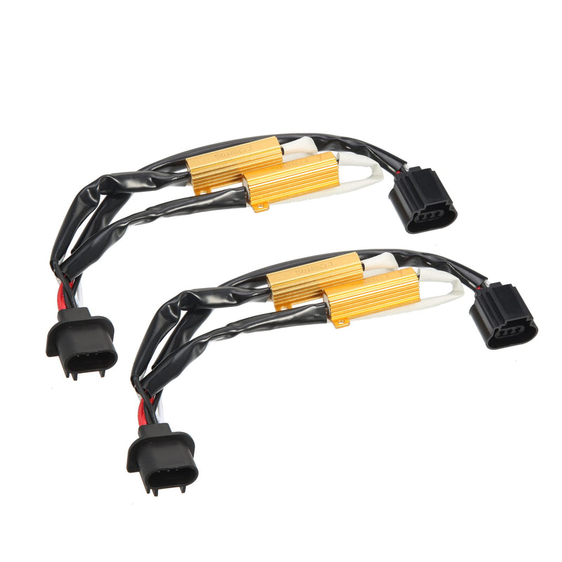 X AUTOHAUX 2Pcs H13 9008 LED Headlight Load Resistor Kit Dual 50W 8ohm Anti-flicker Relay Error Free Decoder Warning Canceller Fog Bulbs Harness Adapter