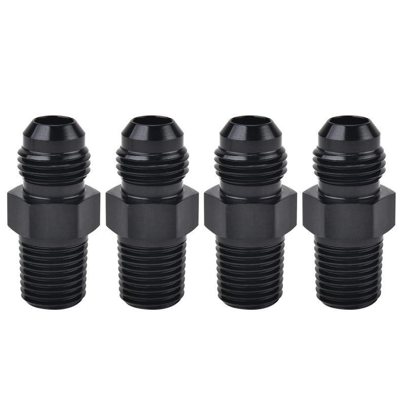 EVIL ENERGY 6AN Male Flare to 1/4" NPT Pipe Fitting Adapter Aluminum Straight Black 4PCS 6AN to 1/4 NPT