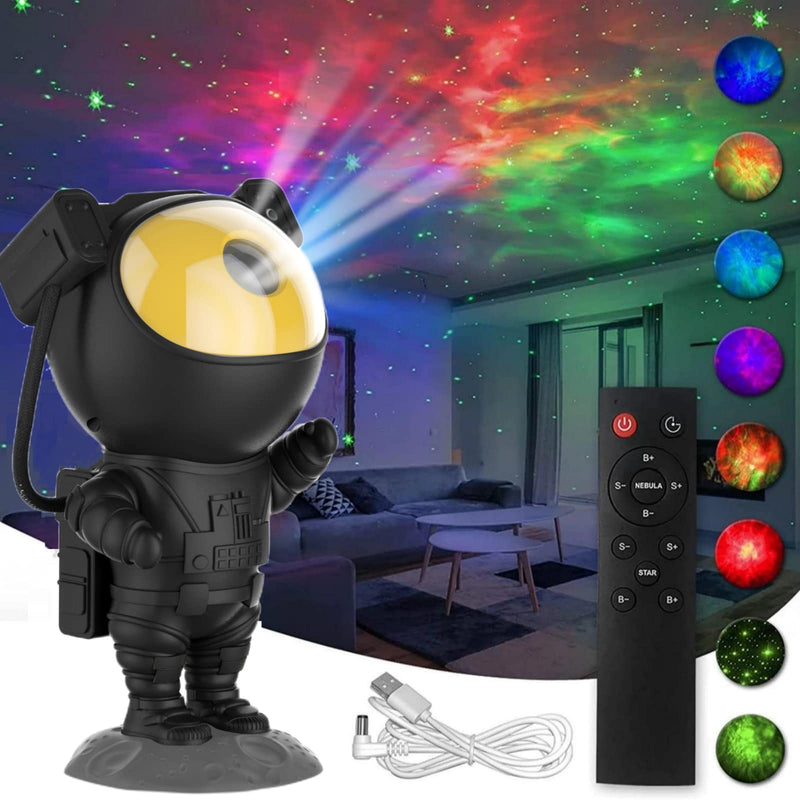 Astronaut Galaxy Projector Night Light, Star Projector Galaxy Night Light, Starry Nebula Ceiling Projection Lamp with Remote Control Timer and 360°Adjustable, Kids Adults Room Game Room Decor Projector-Black