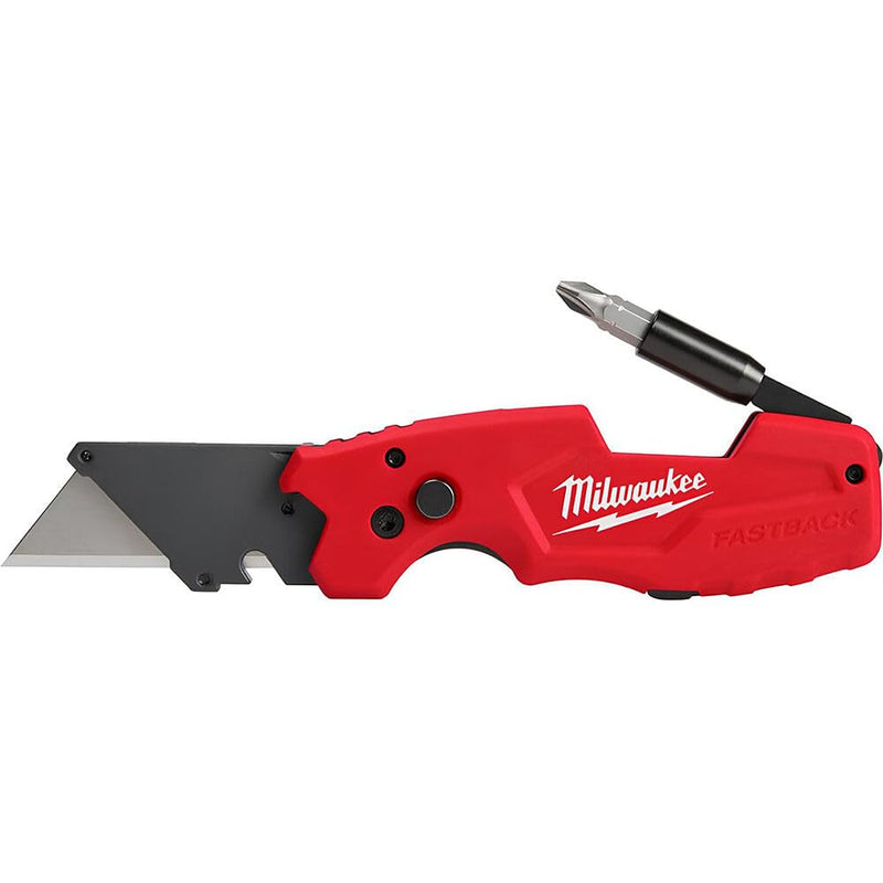 Milwaukee FASTBACK Compact Knife, and FASTBACK 6-in-1 Folding Utility Knives, w/Blade (knife 2pack) Red-black 2.5 inches
