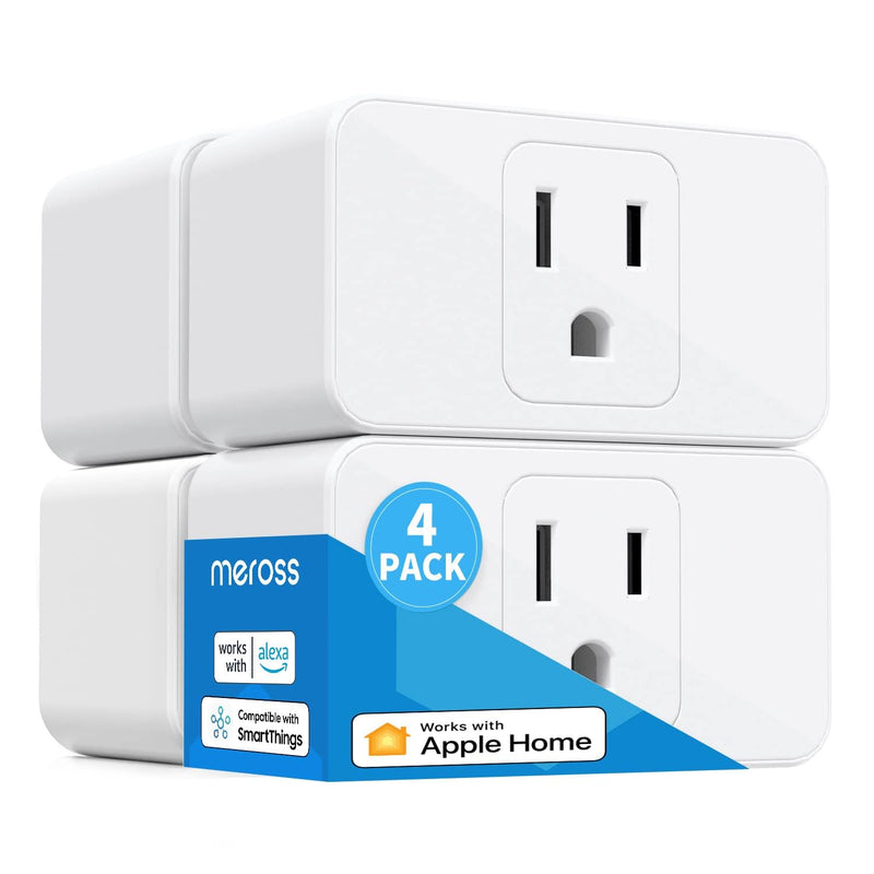 Meross Smart Plug Mini Support Apple HomeKit, Siri, Alexa, App Control, Timer, 15A & Reliable WiFi Outlet, No Hub Needed, 2.4G WiFi Only, 4 Pack HomeKit 4 Pack