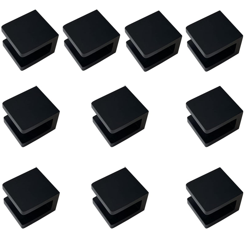 LukLoy Brass Glass Clamp, No-Drill-on-Glass Shelf Bracket Clip Holder Support for 8mm - 10mm(10, Matte Black) 10 Support for 8mm - 10mm Glass