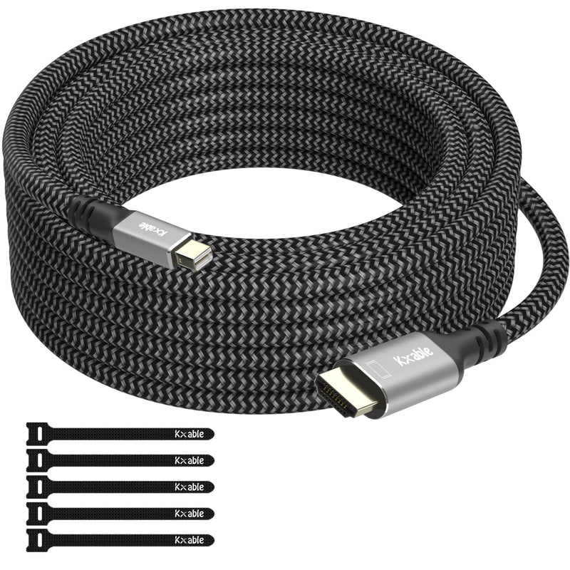 4K Mini DisplayPort to HDMI Cable 20FT, [4K@60Hz, Gold-Plated Plugs, Aluminum Shell, Nylon Braided], Mini DP to HDMI Cord, Compatible with MacBook Air/Pro, Surface Pro, Monitor, Projector and More 20 Feet