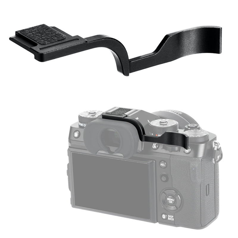 JJC Deluxe Aluminum Alloy Metal Thumb Up Grip for Fuji Fujifilm X-T5 XT-5 X-T4 X-T3 XT5 XT4 XT3 Camera with Hot Shoe Cover Protector Thumb Rest Support Black for Fujifilm X-T5 X-T4 X-T3