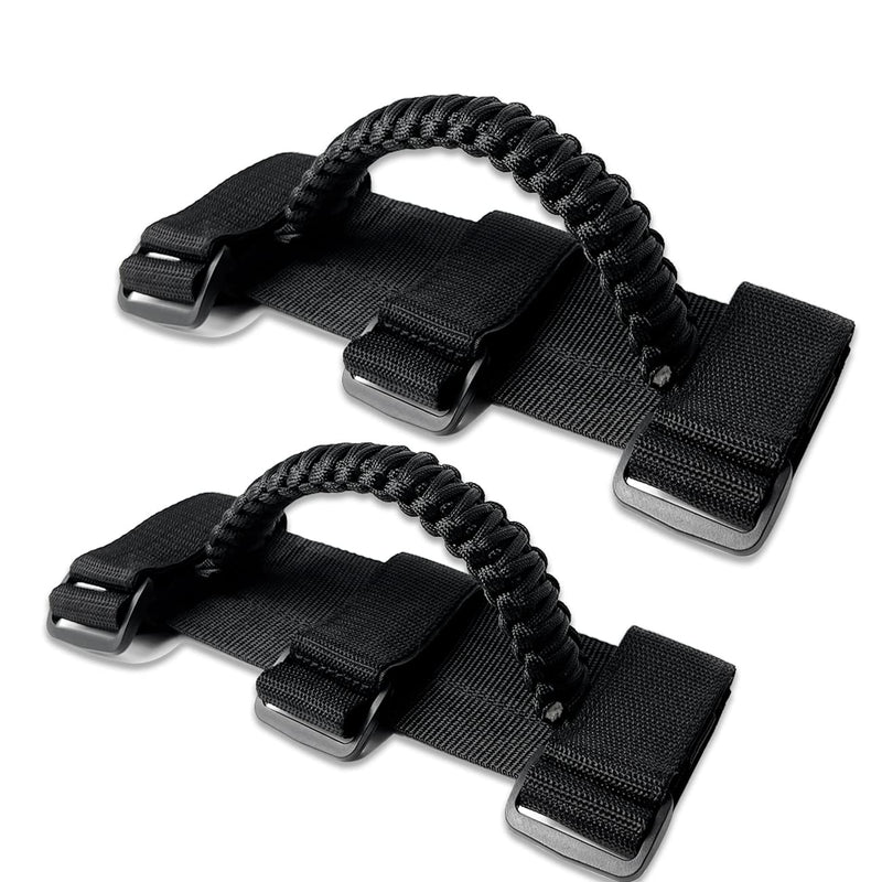 Roll Bar Grab Handles for UTV&ATV Roll Cage Grip Handles for 1.5-2 inch Bars,Compatible with Polaris RZR,Kawasaki Mule,Honda Pioneer,Can Am,etc, 2 Pack (Black) Black