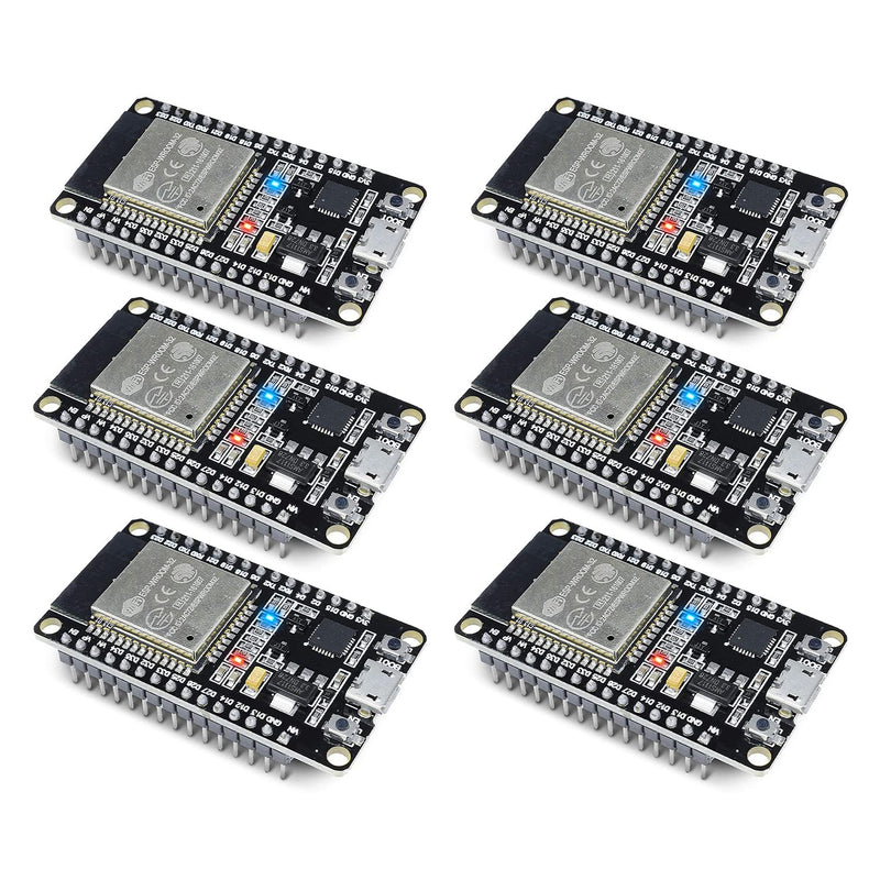 6-Pack ESP-WROOM-32 Development Board, Aideepen ESP32S Esp32 Development Board 2.4GHz Dual-Core Compatible with Arduin0, Nodemcu,and MicroPython (30PIN Micro USB) 6PCS
