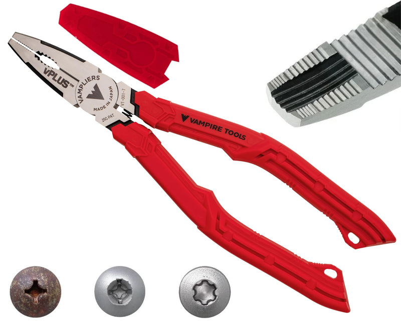 VAMPLIERS 7" Stripped Screw Extractor Pliers. Made in Japan. Multipurpose Combination Linemans Pliers remove Damaged/Rusted/Specialty Screws & Fasteners. 7" Screw Extractor Pliers