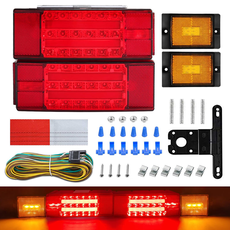 Gonice Submersible Boat Trailer Light Kit - Super Bright LED Trailer Lights with Halo Strip Lights - Ideal for Camper Truck RV Snowmobile Under 80" - DOT Compliant, IP68 Waterproof