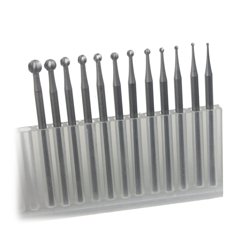 12 Pcs Round Shape Ball Burr Set - 3/32'' Shank Jewelry Making Burs Round Ball Shape Engraving Bits for Lapidary (008-040)
