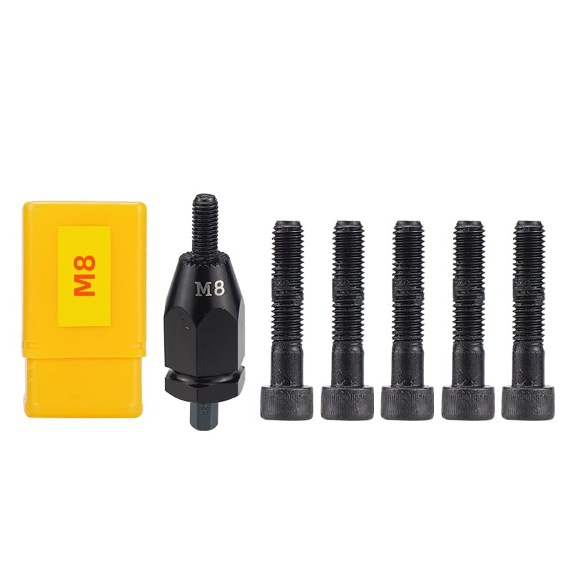 Pneumatic M8 Self-Locking Rivet Nut Gun Head with (Replacement Mandrel Each 5pcs for Pneumatic Rivnut Gun and Cordless Rivet Nut Tool (HIFESON & EROSHAK)