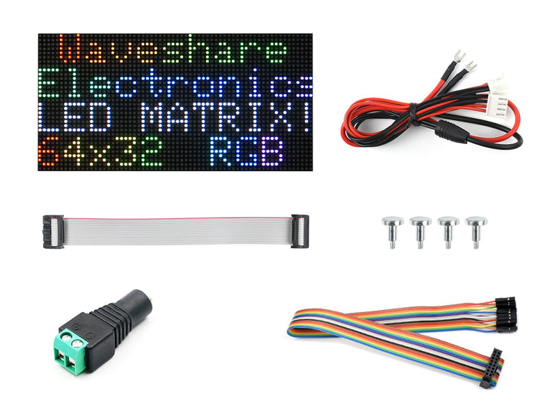 waveshare RGB Full-Color LED Matrix Panel, 2.5mm Pitch, 64×32 Pixels, Adjustable Brightness, Compatible with Raspberry Pi 5/4B/3B/Zero/Zero W/Zero 2W/Pico/Pico W/Pico WH