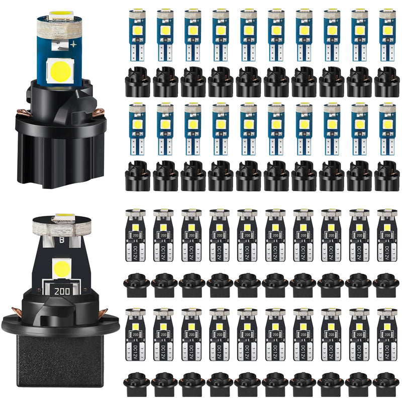 40 Pieces T5 T10 LED Bulbs Dash Lights with Twist Socket Instrument Dashboard LED Bulbs for Interior Car Lights Dashboard Instrument Panel Gauge Cluster Indicator Map Dome White