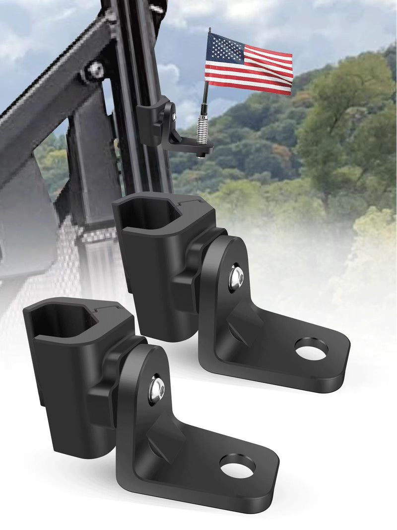 UTV Whip Mount for Polaris Ranger, 2PCS Heavy-Duty Whip Light Mount for Polaris Ranger General Can am Defender Commander 2021+ Maverick Trail/ Sport Work for Pro-fit Cage (Black, 2)