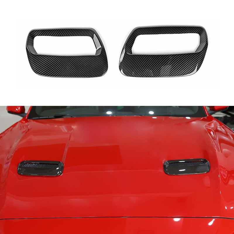 Hoolcar Engine Hood Air Outlet Vent Cover Trim Compatible with 2018-2022 Ford Mustang, Exterior Accessory, Carbon Fiber