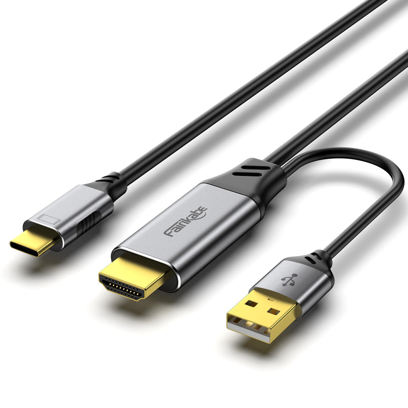 fairikabe HDMI to USB C Cable 4K60Hz, HDMI 2.0 to UsbC 6.6FT Soft Graphen Cable Adapter, Connect HDMI Laptop, PC, Steam Deck Dock to USB-C Monitor, Nreal Air, Xreal Air, Touchable Portable Monitor