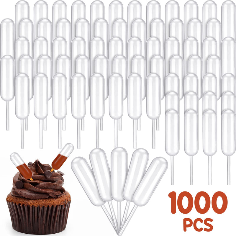 Kingdder 1000 Pcs 4 ml Cupcake Pipettes Clear Plastic Transfer Tubes Liquid Dropper Pipettes Small Disposable Dropper for Cupcakes Chocolate Dessert Ice Cream