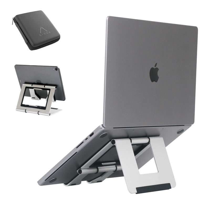 Adjustable Laptop Stand for Desk, Foldable Aluminum & Ergonomic Laptop Riser Holder Compatible with MacBook Air/Pro, HP, Dell, Lenovo and Tablet(10-17 inch) -Silver Silver-white