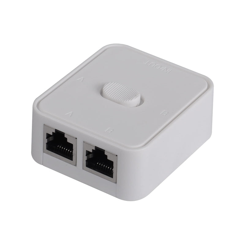 CERRXIAN Network Switch 2 Ports ,RJ45 Network Key-Press Switch Splitter Selector Box ,100M 2-in 1-Out or 1-in 2-Out 2 Port Network Hub (White) White