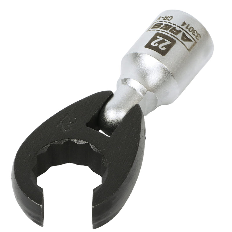 ARES 33014 – 1/2-Inch Drive Flexible Crowfoot Wrench - 22mm (7/8-inch) 12pt Crowfoot Wrench – 180 Degree Flex Head Offers 90-Degree Access for Hard-to-Reach Bolts – Services Oxygen Sensors