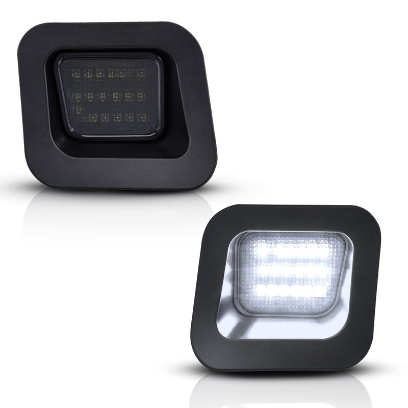 LED License Plate Lights Bright White Smoke Lens Tag Lamp Assembly Replacement Compatible with 2003-2018 Dodge RAM 1500 2500 3500 Pickup Truck, Pack of 2