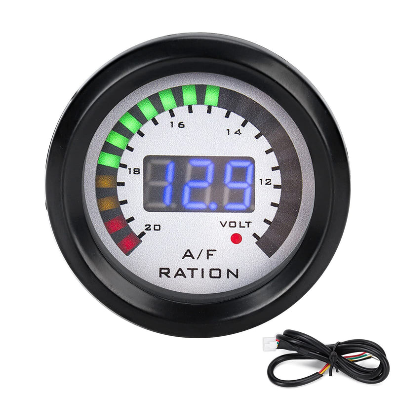 KIMISS Air Fuel Ratio AFR Gauge Kit, 52mm Car Air Fuel Ratio Gauge LED Blue Digital for 12V 4/6/8 Cylinder Gasoline Vehicle