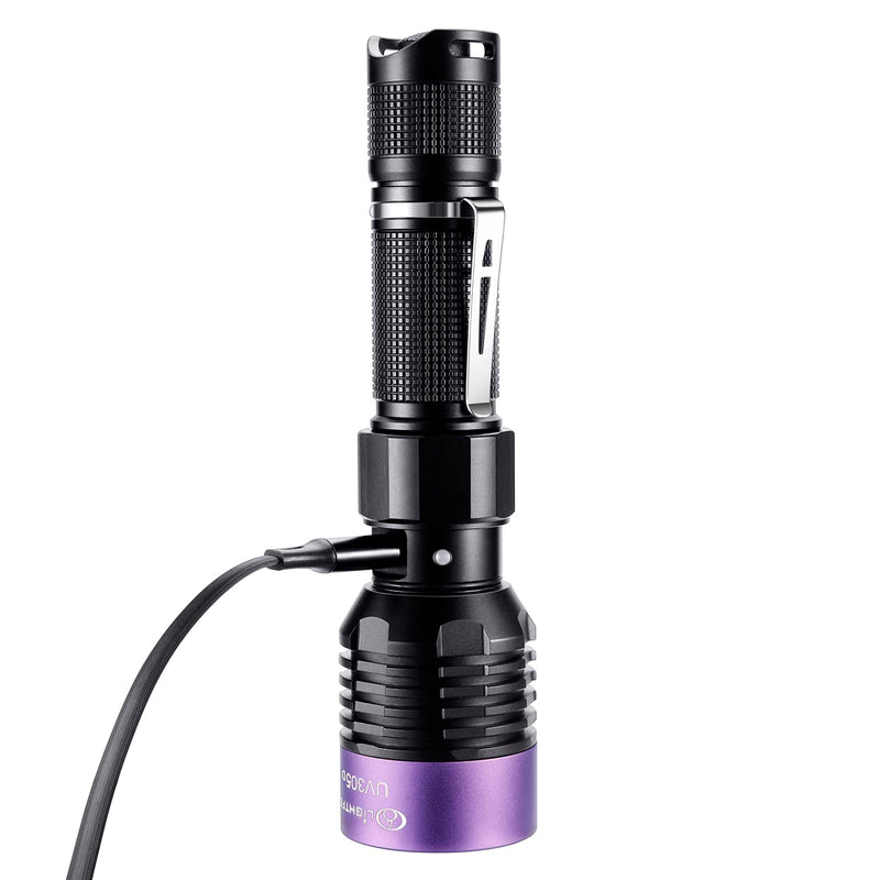 LIGHTFE UV305 High-Power UV Flashlight USB Rechargeable, Used for Hunting Ore, Scorpion and UV Glue Curing, Checking Pet Urine Stains, Identifying Currency, Official Anti-Counterfeiting Documents… UV305D