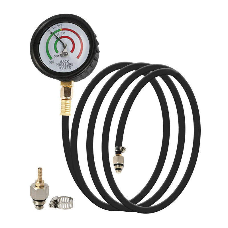 DUOYI Exhaust Back Pressure Tester Kit with 6-Foot Hose,Professional Diagnosis Automotive Exhaust Back Pressure Gauge Kit Shockproof 2.5" HD Gauge,with M12 & M18 Adapter Black