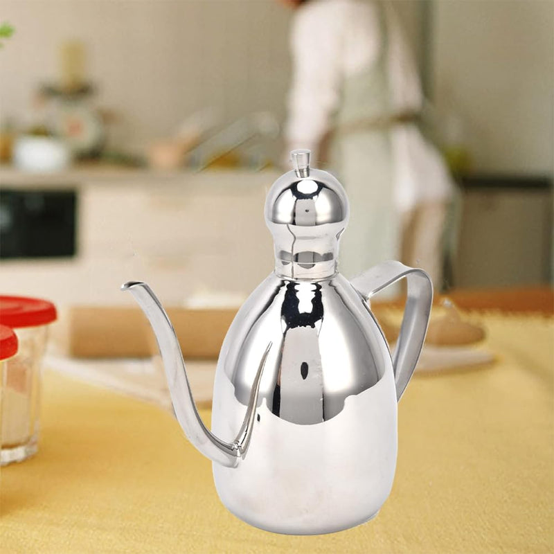 Stainless Steel Oil Pot, Stainless Steel Oil Can Portable High Water Tightness Stainless Steel Oil Can for Kitchen(1L)