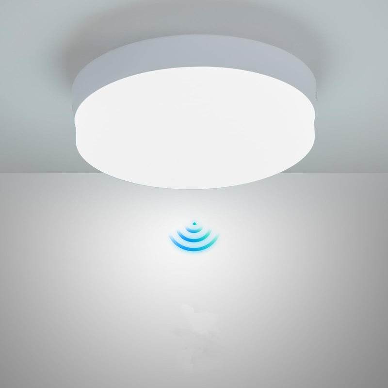 DLLT 24W Motion Sensor LED Ceiling Light, 8.7 Inch Wired Motion Activated Ceiling Light, 5000K Indoor Motion Flush Mount Light Fixture for Porch Walk-in Closet Hallway Pantry Stair, Non-Dimmable 24W-Sensor