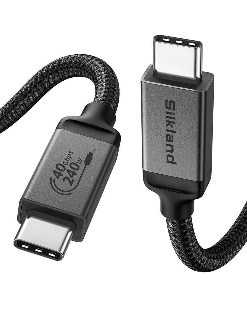 Silkland USB 4 Cable for Thunderbolt 4, 40Gbps Data Sync, 240W PD 3.1 Charging, 8K/5K@60Hz, Dual 4k, Braided USB C Video Cable Compatible for MacBook, iPhone 17/16, SSD, Docking, Monitor, eGPU, 5FT