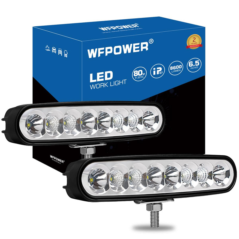 WFPOWER 2pcs Waterproof LED Boat Lights, 6.5inch 80W 8600LMS Spreader Bar Pontoon Boat Accessories, T-Top Flood & Spot Deck Lights Spotlights, Super Bright Marine Docking Lights 6.5inch Light
