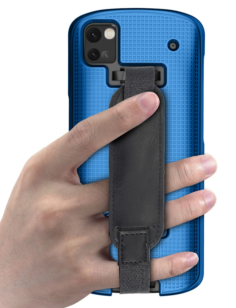Nakedcellphone Case + Hand Strap Combo for Zebra TC53 TC58 Mobile Computer Scanner, Textured Slim Hard Shell Protector Cover with Kickstand - Cobalt Blue