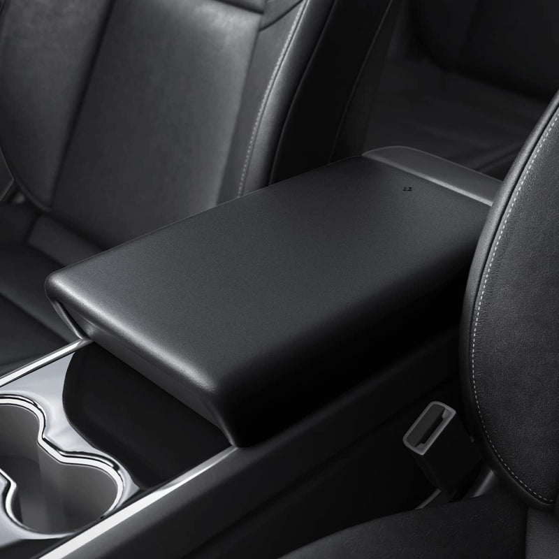 Spigen Center Console Non-Slip Armrest Cover Designed for Tesla Model 3/Y 2023/2022 with EZ Snap On Instant Install [Not Compatible with Model 3 2024 Refresh] Black