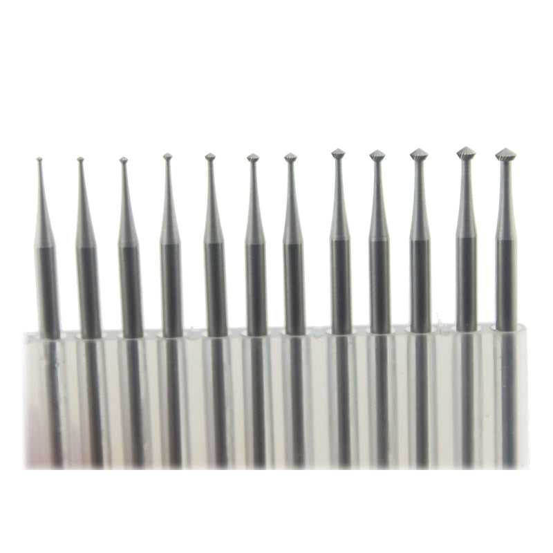 12 Pcs 90º Hart Burr - 3 32'' Shank 90 Degree Heart Burs Jewelry Engarving Bits Lapidary Burr Set (007-023)