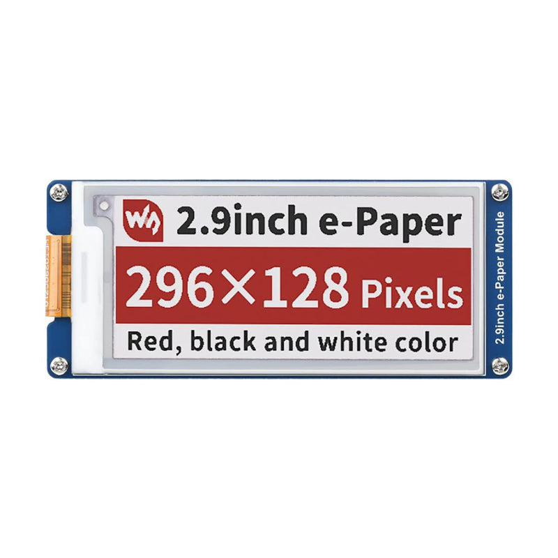 2.9 Inch E-Paper Display Module (B), 296×128 SPI E-Ink Screen, Red/Black/White, Low Power, No Backlight, for Raspberry Pi, Arduino, Jetson Nano, 3.3V/5V MCU Compatible