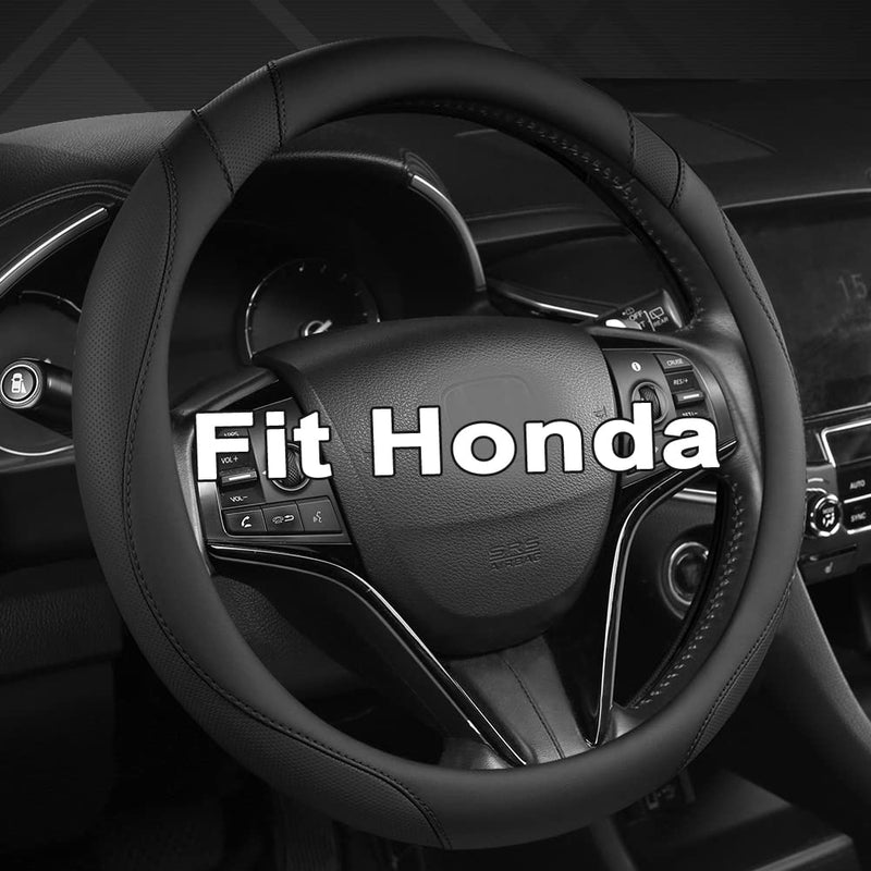 West Llama Customized Auto Car Steering Wheel Cover for Honda Civic, CR-Z, Insight, S2000, 14" - 14.25" (Black-Small Size) Small size (14 ''-14 ½'') Black